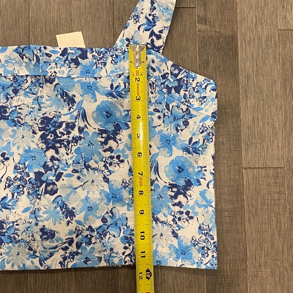 NWT Abercrombie & Fitch Blue Print Cotton Crop Top - Picture 4 of 5
